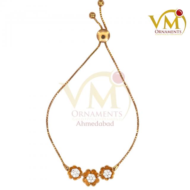 18K Rose Gold Triple Floral Diamond Bracelet