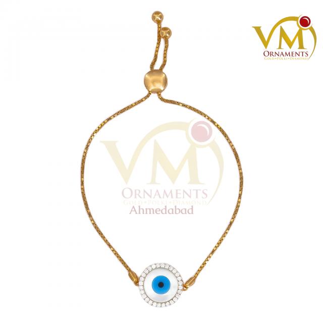 18K Rose Gold Evil Eye Diamond Bracelet with Mother of Pearl