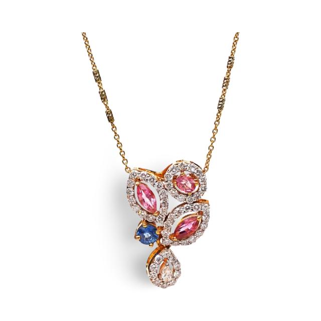 Modern Mirage Tourmaline and Sapphire Pendant-Earring Set